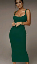 Load image into Gallery viewer, Solid Emerald Dress with Gold Metal Buttons
