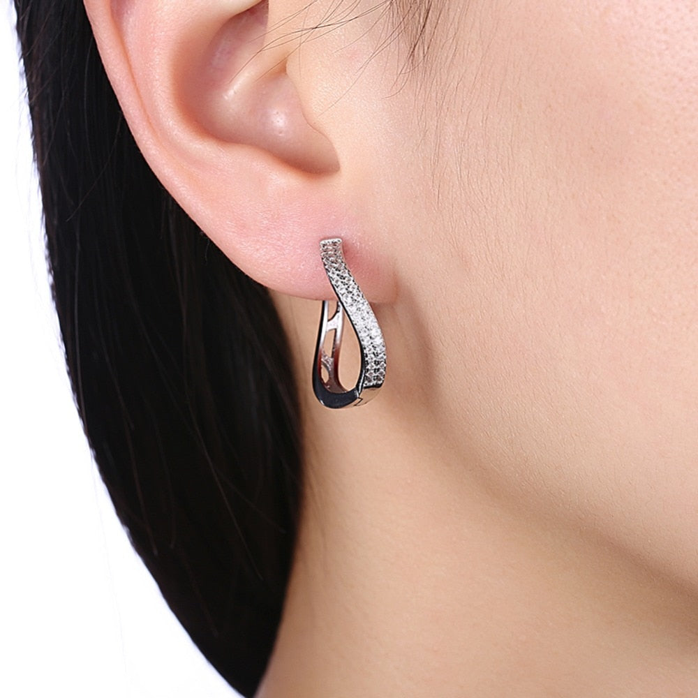 Classic Style Silver Curved Hoop Earrings