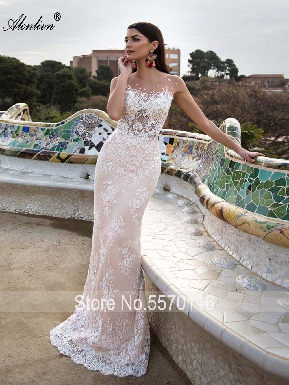 Luxury Lace Beaded Princess Wedding Dress