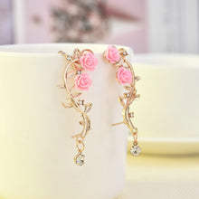 Load image into Gallery viewer, Inlaid Rose Flower Cuff Clip On Earrings
