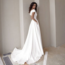 Load image into Gallery viewer, Modest V-Neck Sweep Trian Wedding Dress

